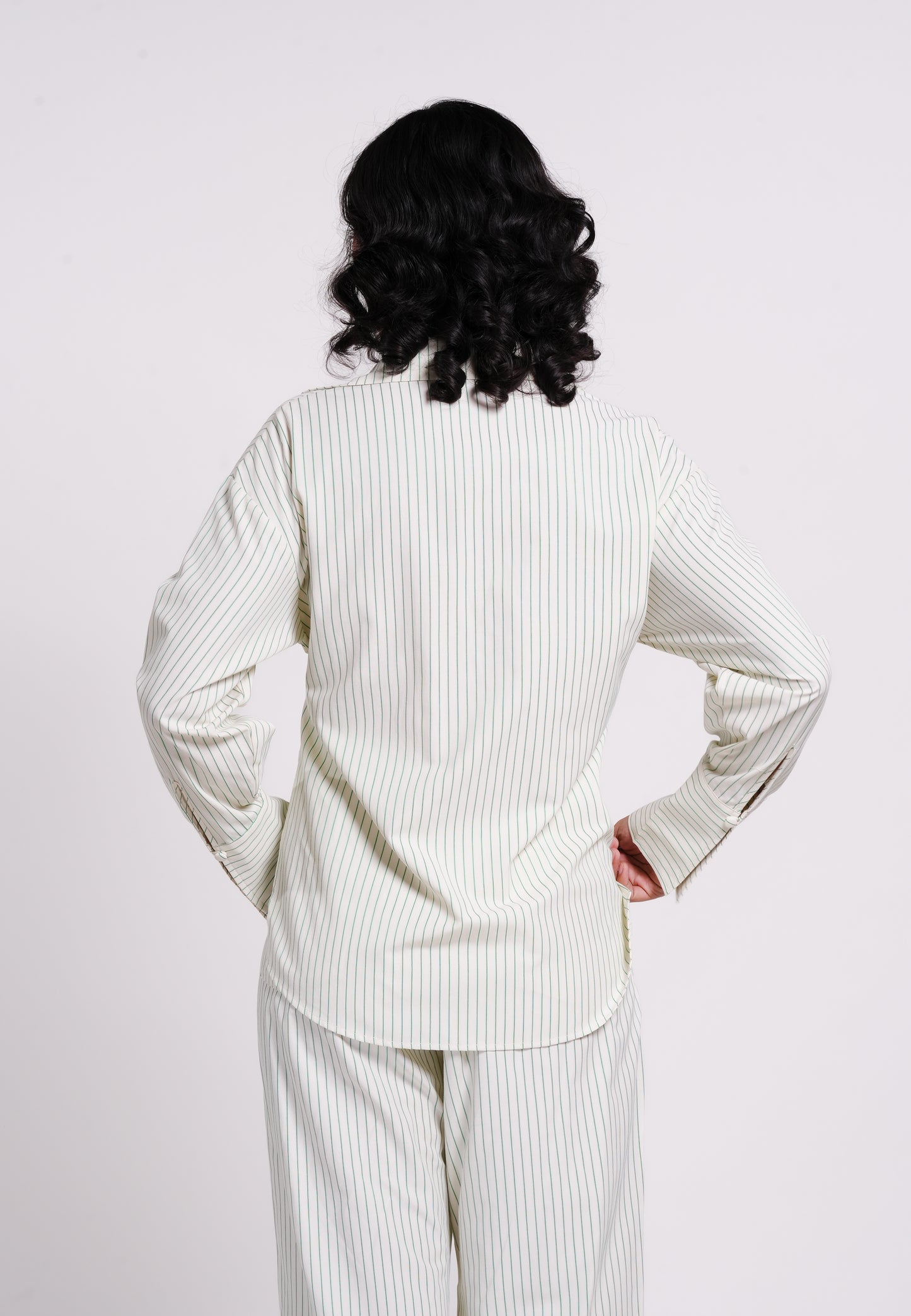 Archetype Summer Essentials Quanna Long Sleeve Top (Striped Green)