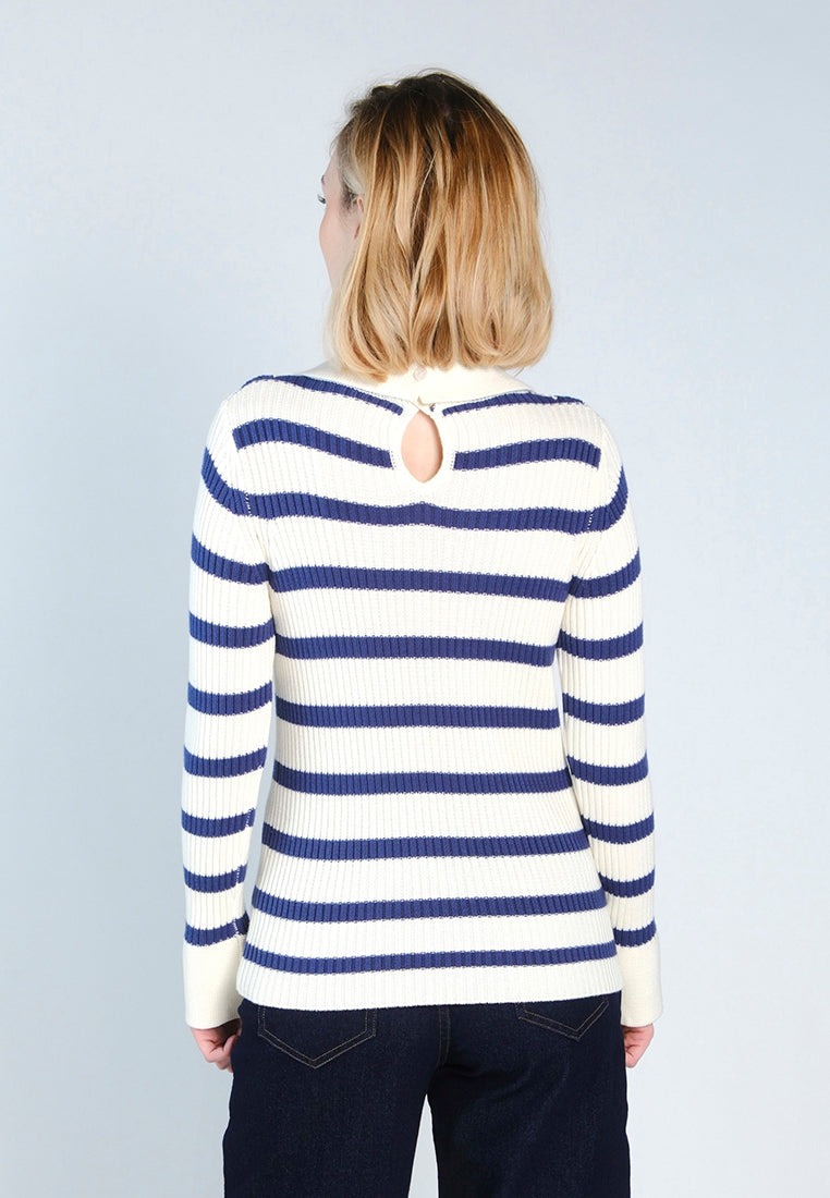 Raf Dara Long Sleeve Top (White/Navy)