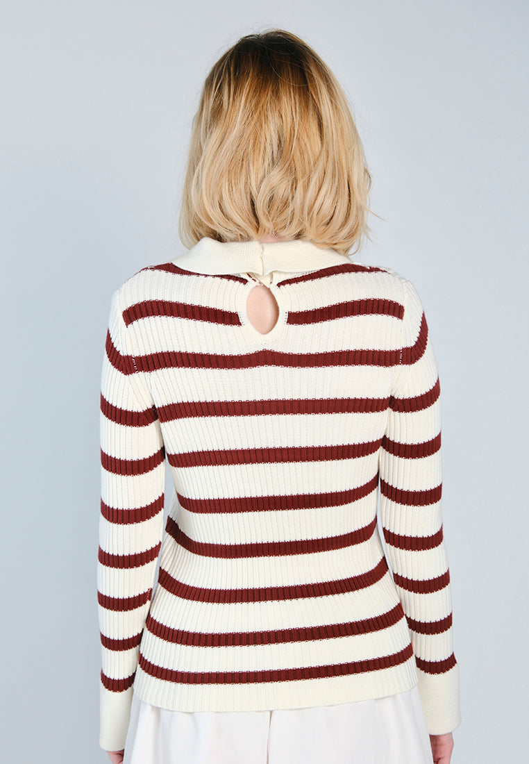 Raf Dara Long Sleeve Top (White/Rust)