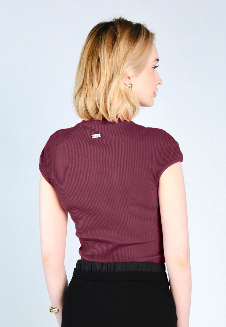 Raf Floyd Short Sleeve Bodysuit Top (Bordo)