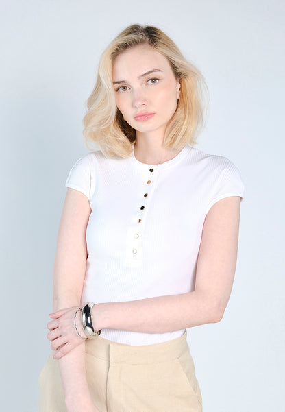 Raf Floyd Short Sleeve Bodysuit Top (White)