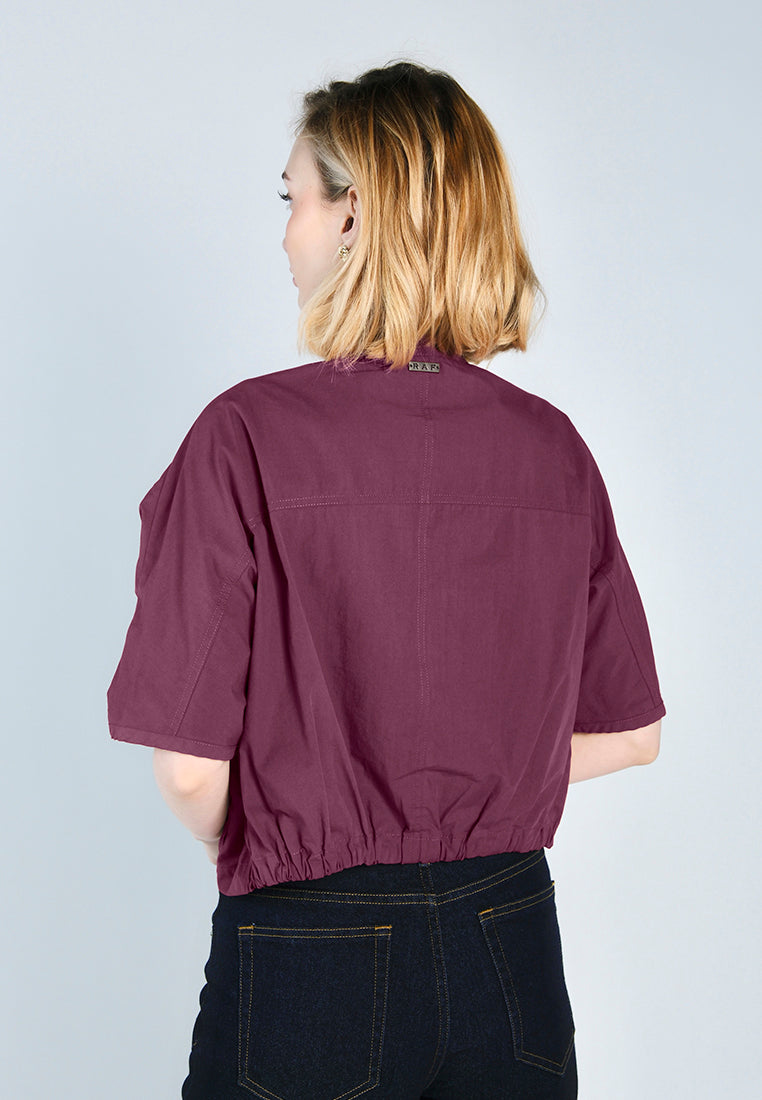 Raf Ford Quarter Sleeve Jacket Top (Maroon)