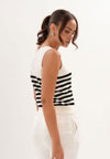 Archetype Refined Raven Sleeveless Top (Striped White)