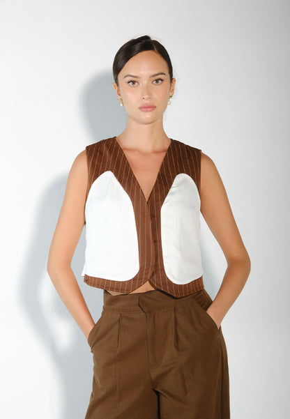 Sari- Sari Tagum Sleeveless Reversible Vest Top (Brown)