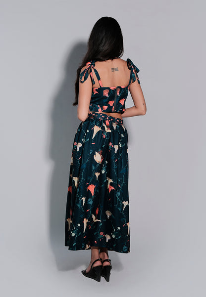 Femina The Lover Sleeveless Top And Skirt (Printed Green)