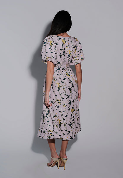 Femina The Queen Short Sleeve Dress (Printed  Lilac)