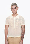 Plains & Prints x Randolf Tulip Barong Knit Short Sleeve Top (Cream)