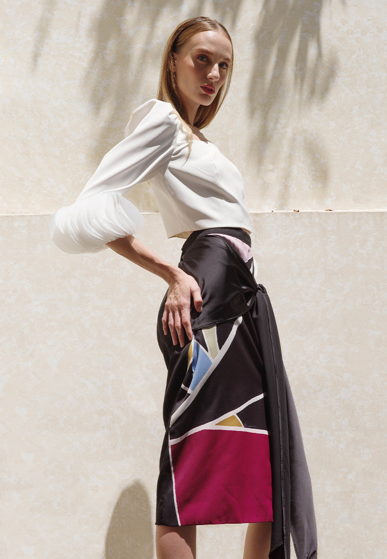 Plains & Prints X Michael Leyva Via Skirt  (Printed Black)