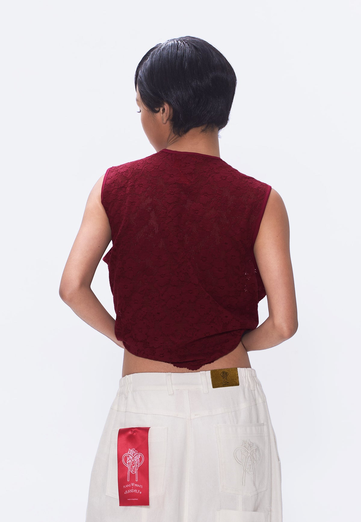 Plains & Prints X Randolf Wave Sleeveless Vest (Oxblood)