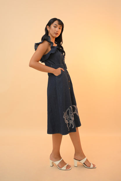 Ox Sleeveless Dress Summer Dresses (Blue Denim)