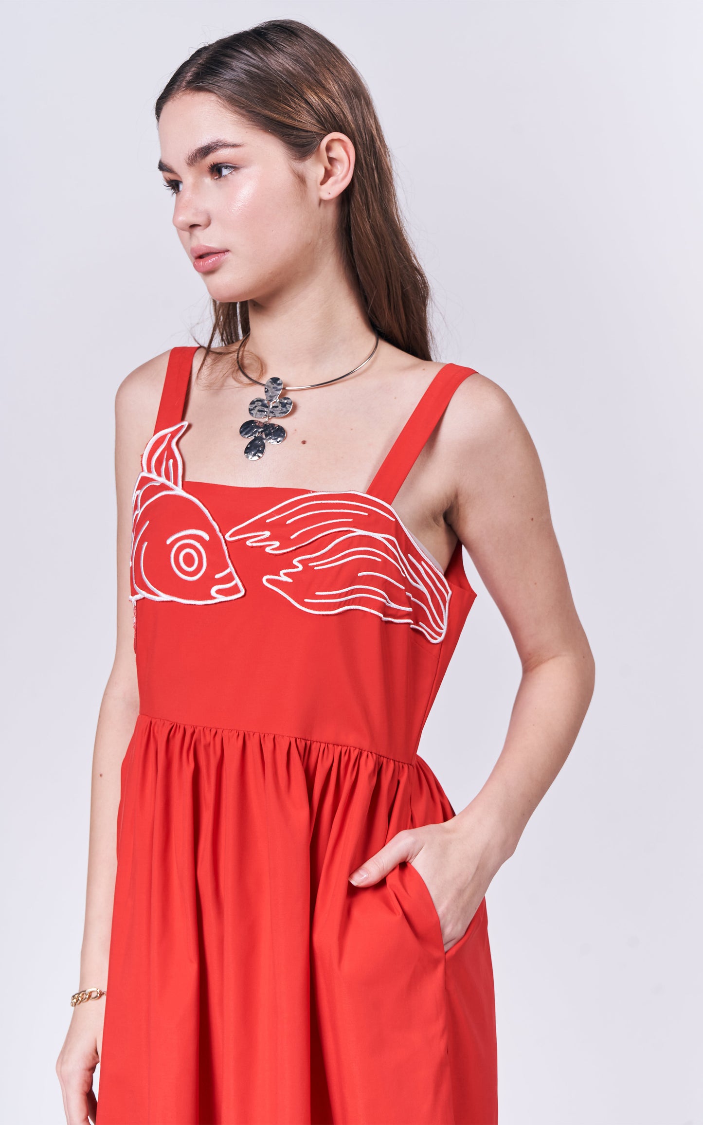 Almare Anemone Sleeveless Dress (Red)