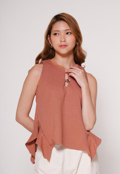 Aven Sleeveless Top (Brown)