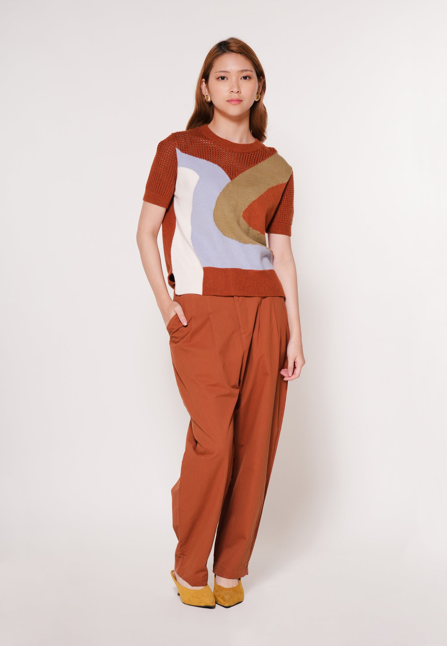 Axon Short Sleeve Top (Printed Brown)