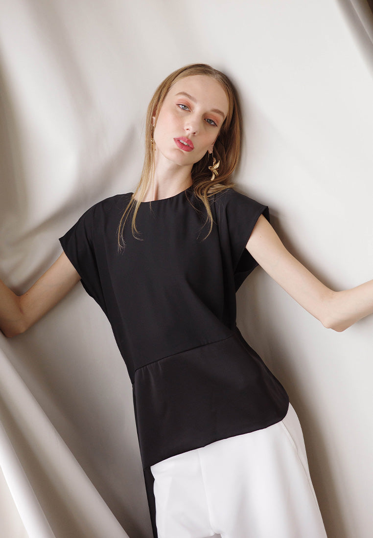 Plains & Prints X Michael Leyva Ana Short Sleeve Top (Black)