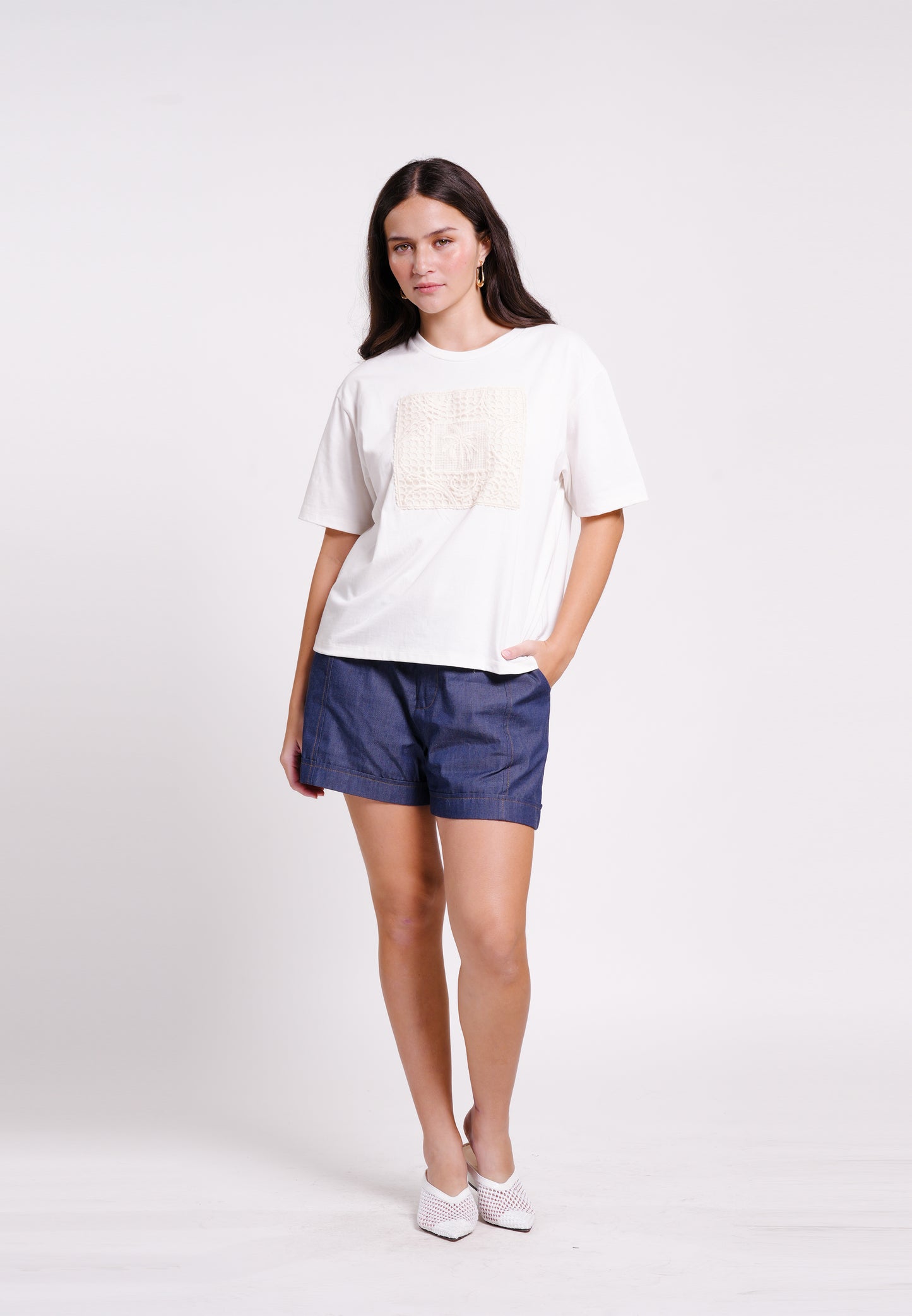 Basil Short Sleeve Shirt Top (Offwhite)