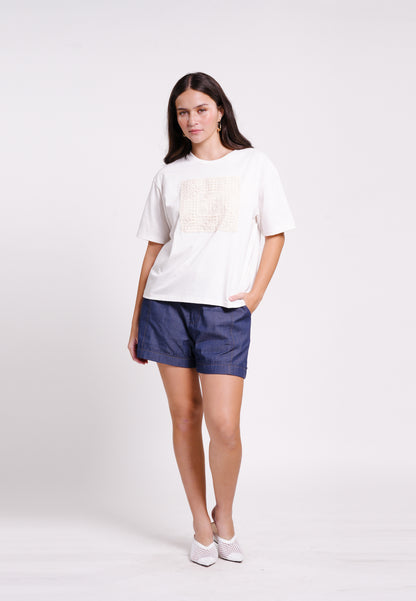 Basil Short Sleeve Shirt Top (Offwhite)