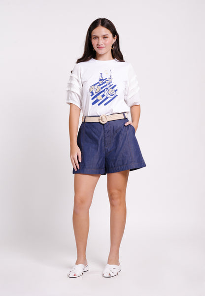 Bean Short Sleeve Shirt Top (White)