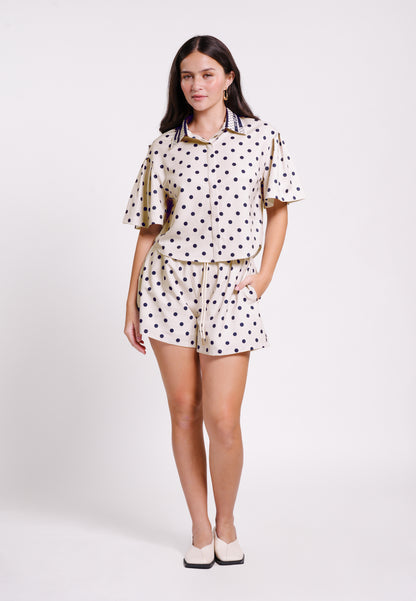 Beaufort Short Sleeve Top (Printed Beige)