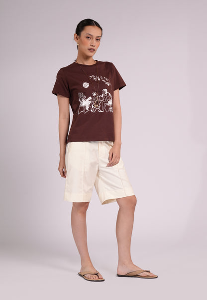 Summer Tees 2026 Bernila Short Sleeve Shirt Top(Brown)
