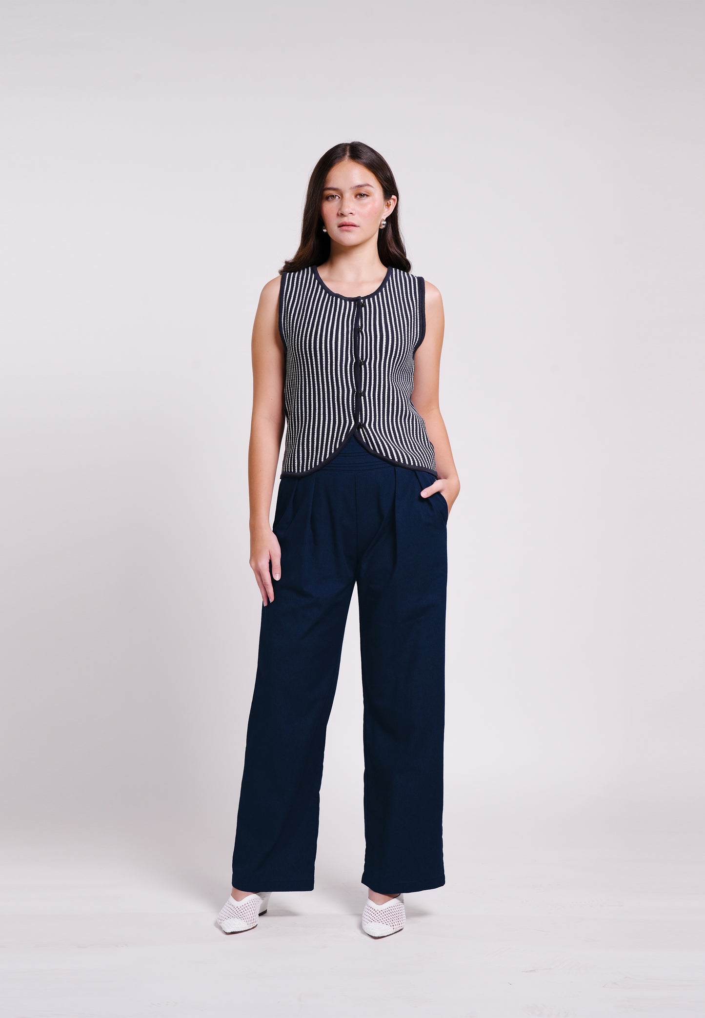 Bobz Sleeveless Top (Striped Navy)
