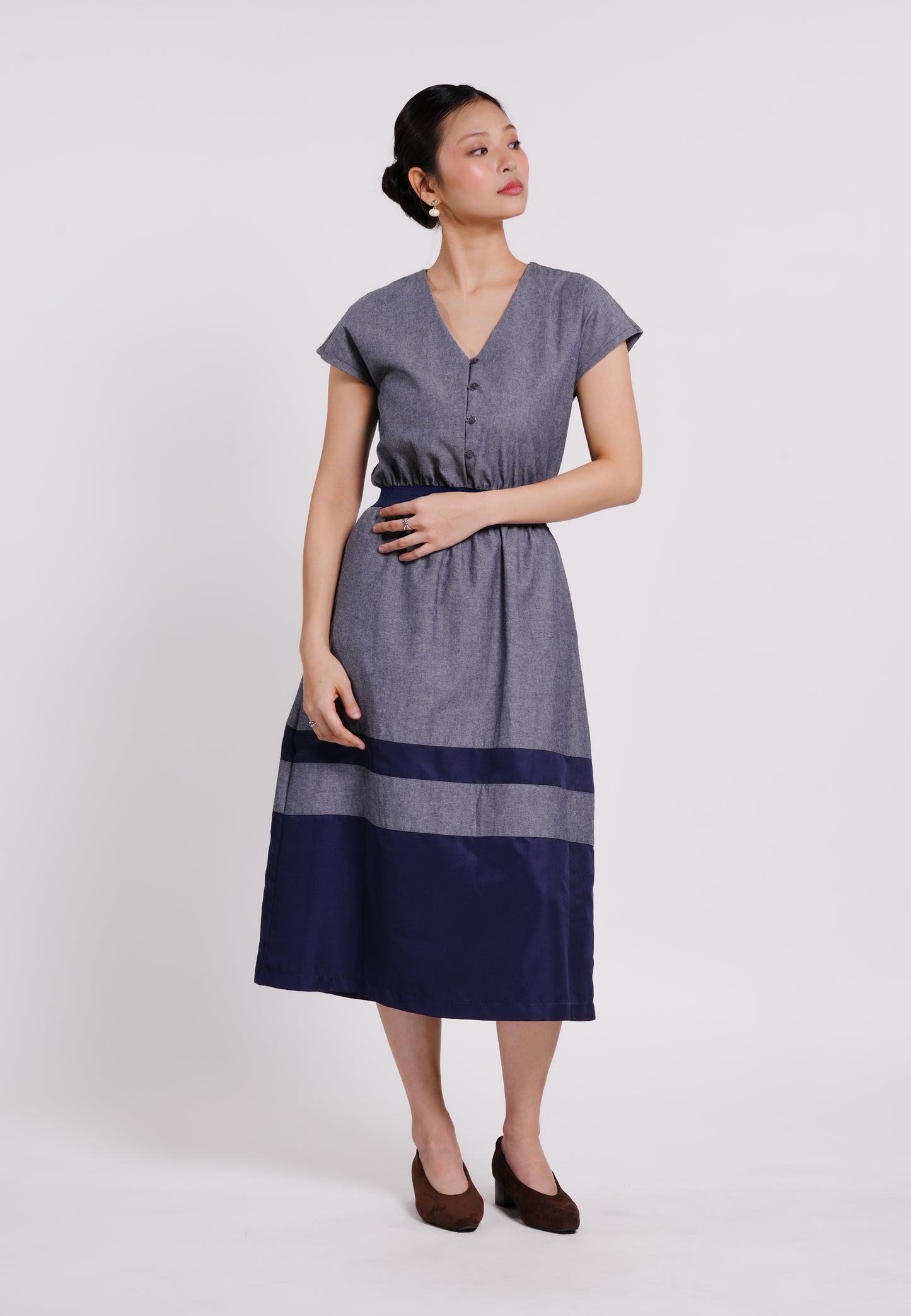 Boriz Extended Sleeve Dress  (Dnm Blue)