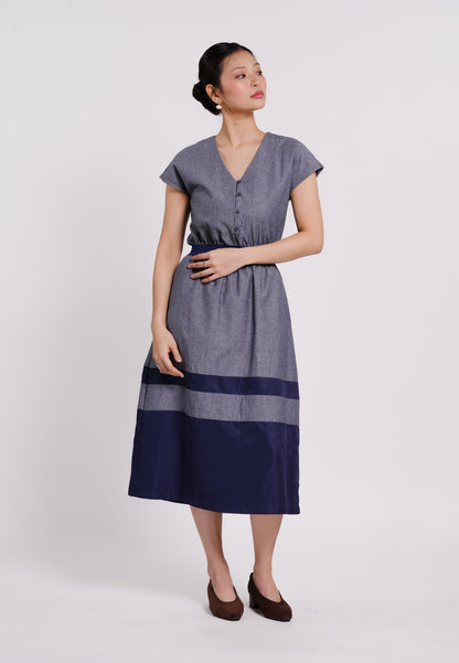 Boriz Extended Sleeve Dress  (Dnm Blue)