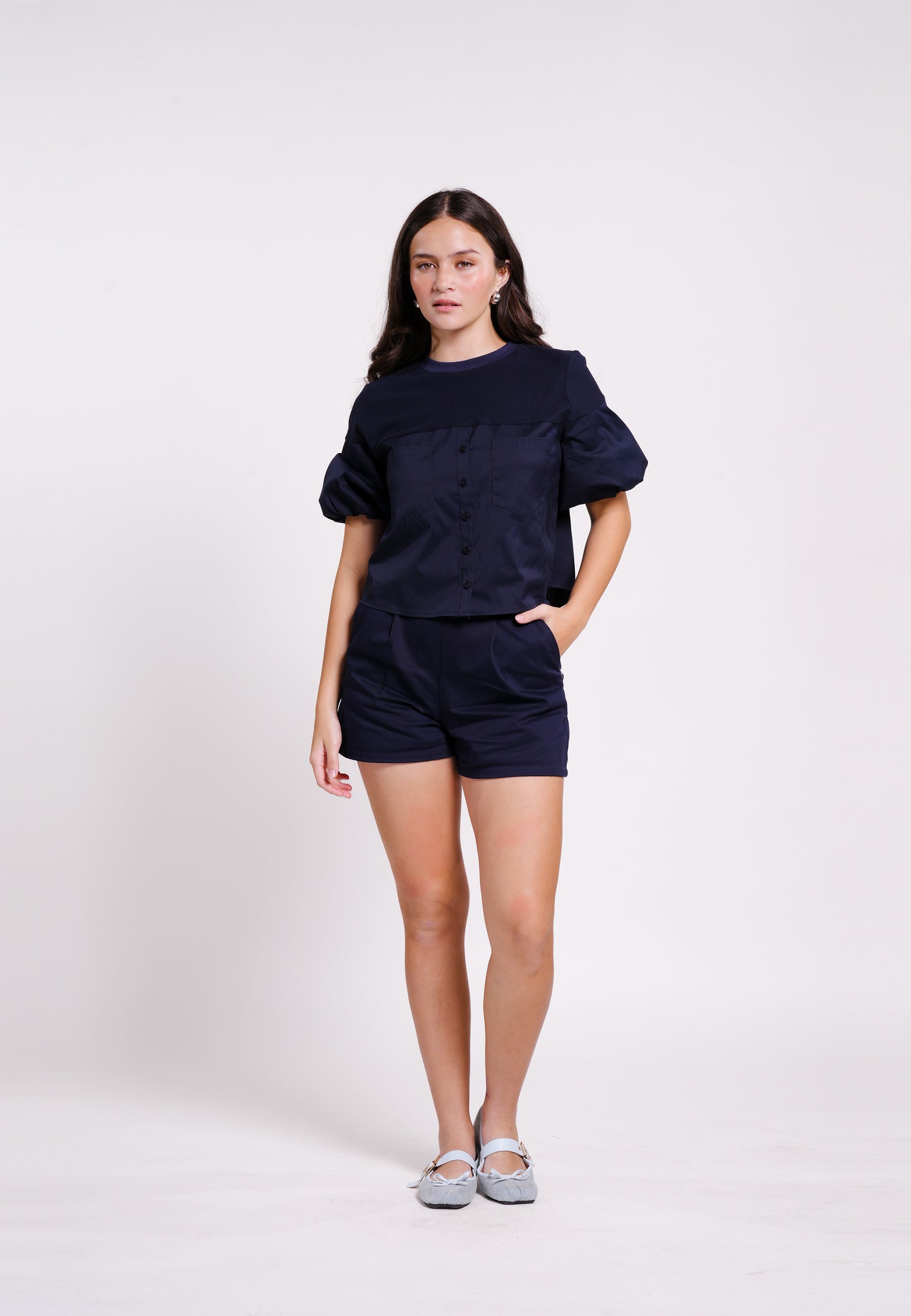 Brae Short Sleeve Top (Navy)