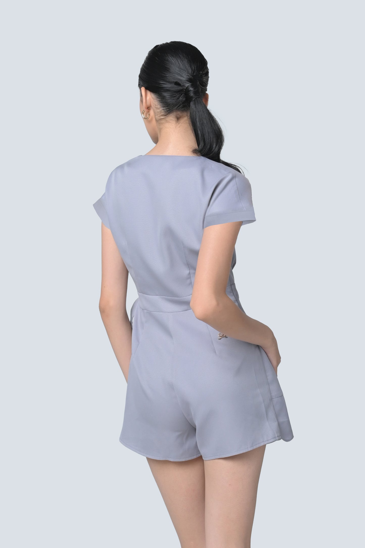 Brenna Short Sleeve Playsuit  (Lilac)