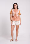 Brettle Short Sleeve Top (Spot Print Camel)