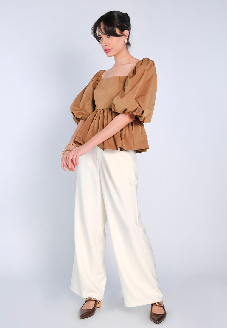 Mark Bumgarner X Vania Romoff For Plains & Prints Camille Pants (Cream)