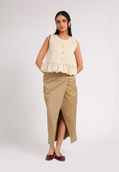 Cara Sleeveless Top (Beige)