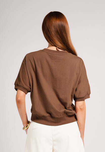 Carmelo Short Sleeve Top (Spot Print Brown)
