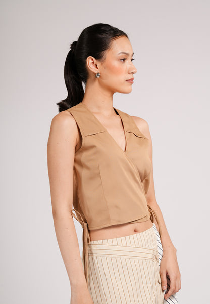 Carson Sleeveless Top (Khaki)