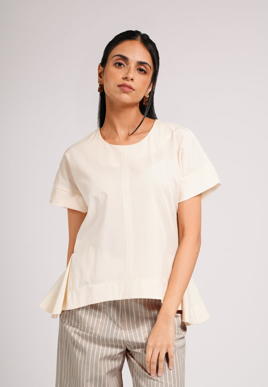 Chey Short Sleeve Top (Cream)