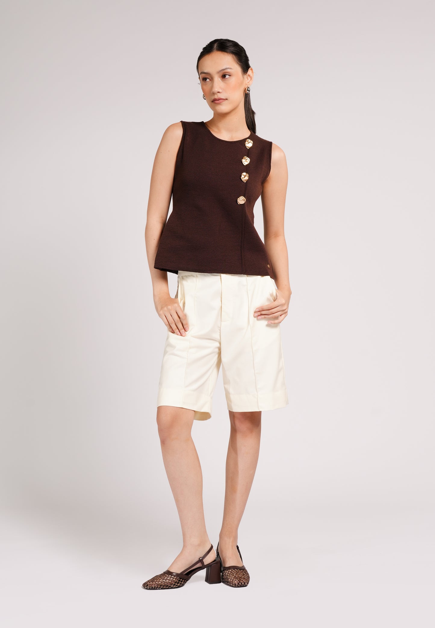 Clique Sleeveless Top (Dark Brown)