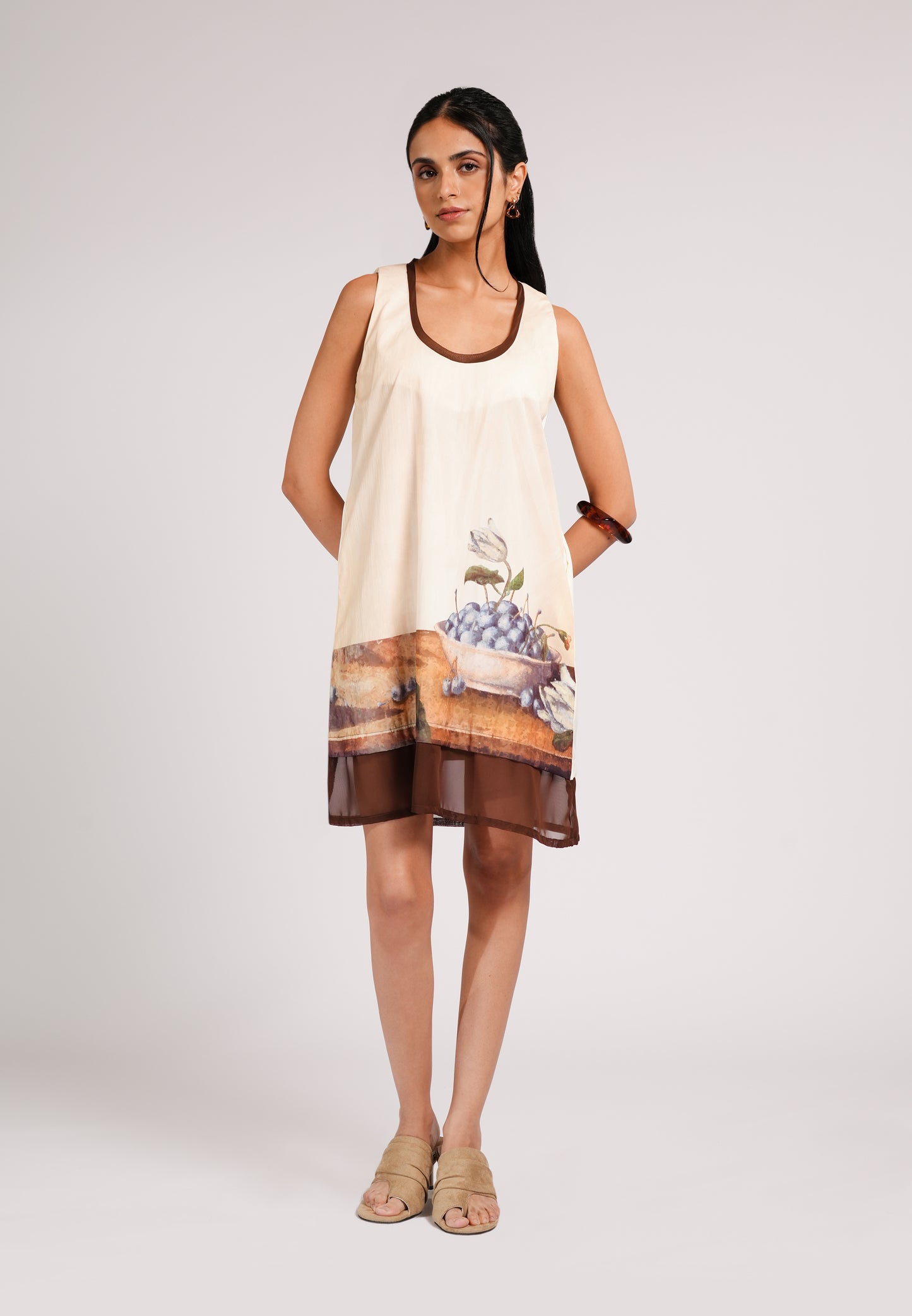 Colin Sleeveless Dress (Spot Print Cream)