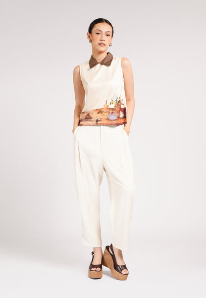Colin Sleeveless Top (Spot Print Cream)