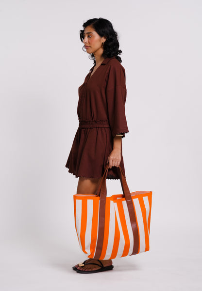 Archetype Summer Essentials Cove Tote Bag (Striped Orange)