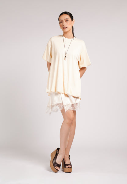 Creative 2-In-1 Short Sleeve Dress (Cream)