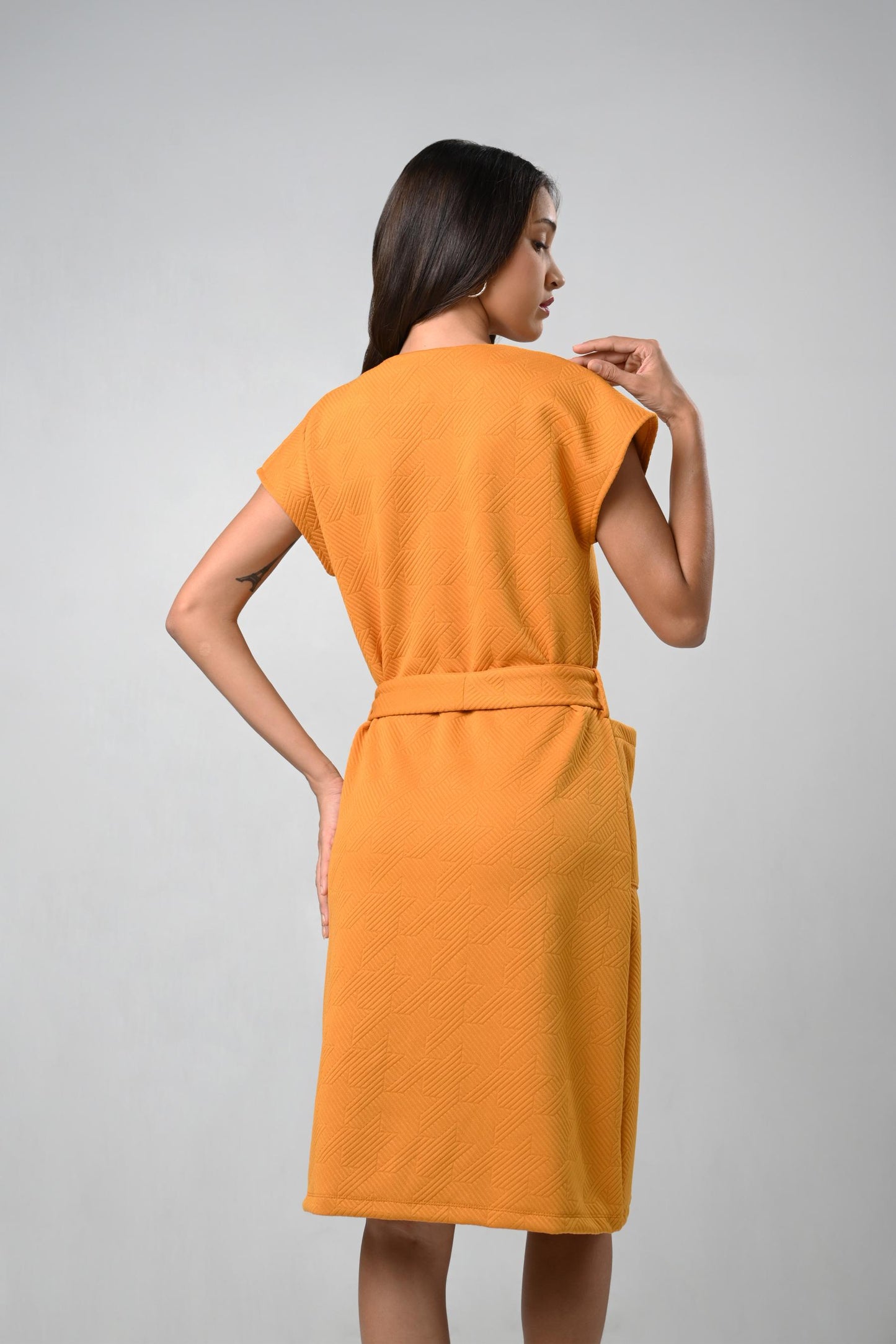 Cressid Short Sleeve Dress (Mustard)