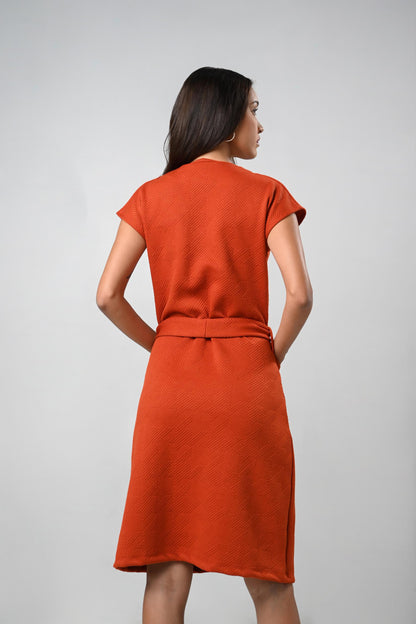 Cressid Short Sleeve Dress (Rust)