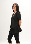 Archetype Refined Crow Short Sleeve Top W/ Pleated Sash (Black)