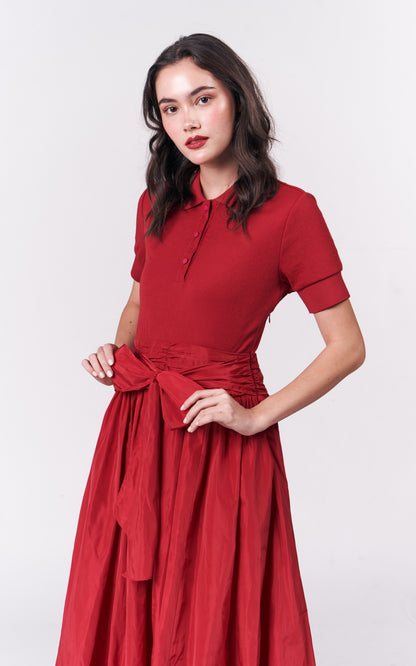 Holiday Dressess Currant Short Sleeve Dress (Red)