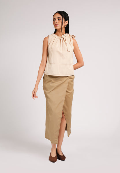 Curtee Sleeveless Top (Beige)