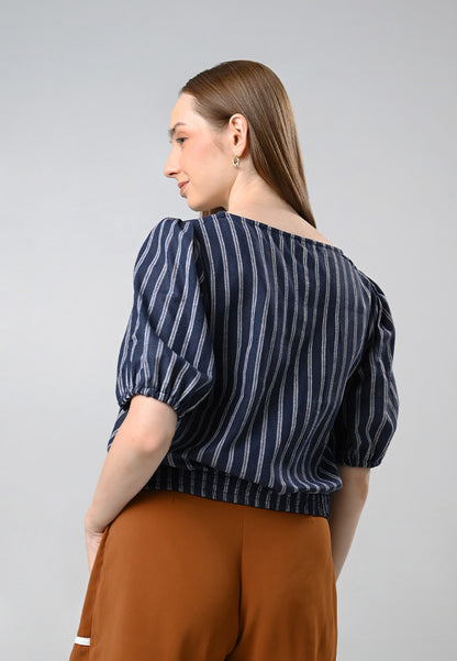 Cypress Short Sleeve Top (Navy white)