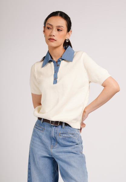 DNM Studios 2026 Dalba Short Sleeve Top (Cream)