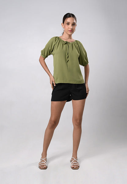 Daley Short Sleeve Top (Olive Green)