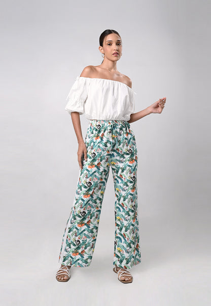 Dallas Short Sleeve Offshoulder Top (Off-white)