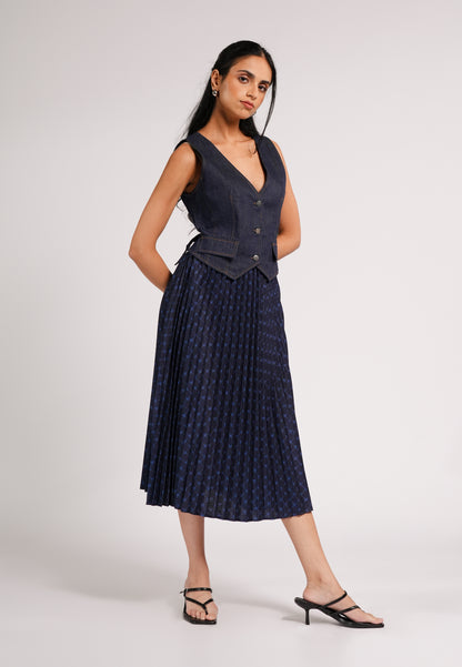 DNM Studios 2026 Darbee Sleeveless Dress  (Printed Navy)