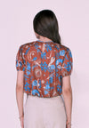Camp Darya Short Sleeve Shirt Top (Printed Brown)